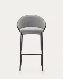 Eamy Light Grey Stool In An Ash Wood Veneer With A Black Finish And Black Metal 75 Cm | Kave Home 16 Eamy Light Grey Stool In An Ash Wood Veneer With A Black Finish And Black Metal 75 Cm | Kave Home -Quality Furniture Store C0600002HE12 1V02