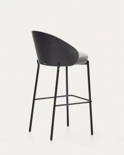 Eamy Light Grey Stool In An Ash Wood Veneer With A Black Finish And Black Metal 75 Cm | Kave Home 18 Eamy Light Grey Stool In An Ash Wood Veneer With A Black Finish And Black Metal 75 Cm | Kave Home -Quality Furniture Store C0600002HE12 1V03