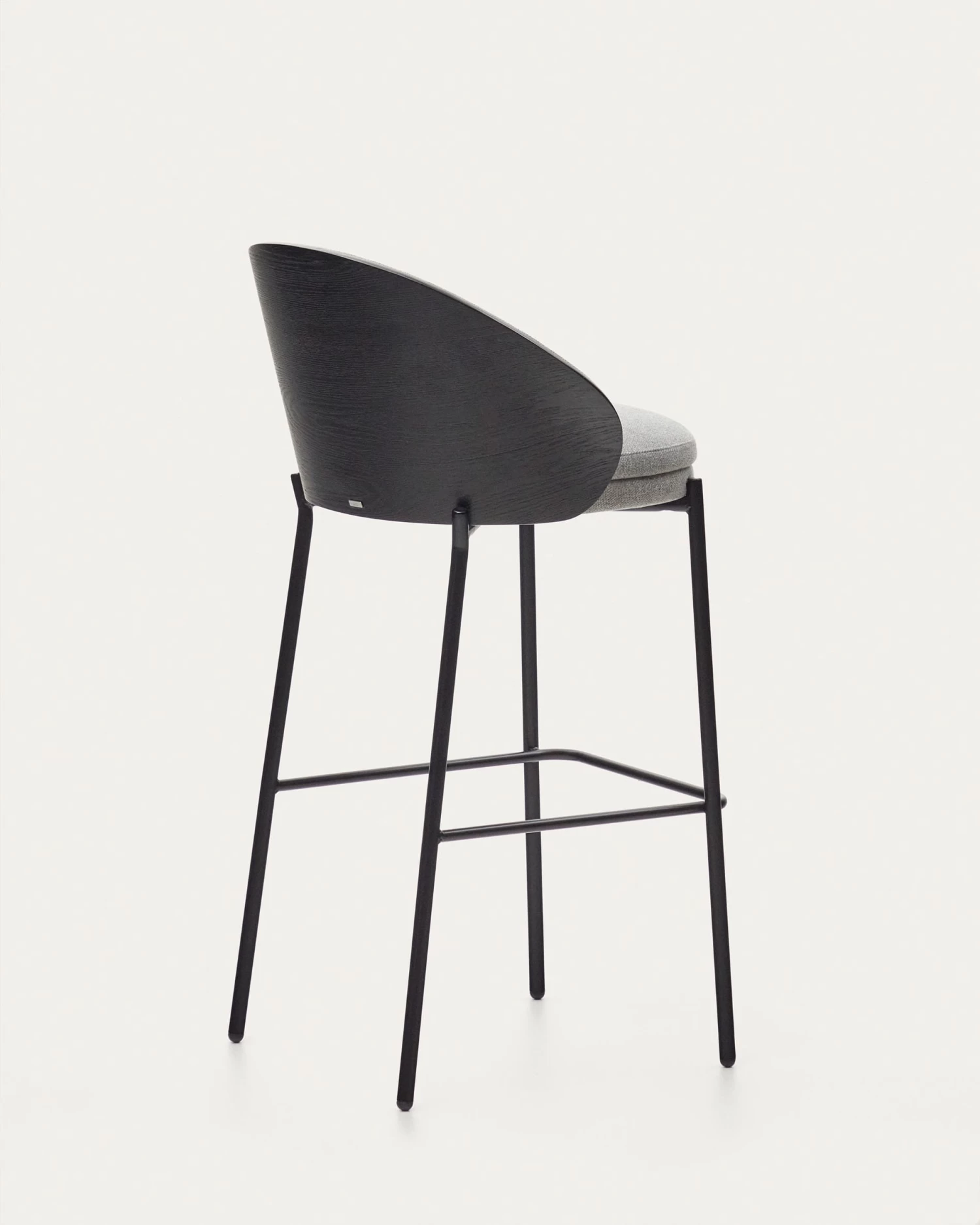 Eamy Light Grey Stool In An Ash Wood Veneer With A Black Finish And Black Metal 75 Cm | Kave Home 9 Eamy Light Grey Stool In An Ash Wood Veneer With A Black Finish And Black Metal 75 Cm | Kave Home - Image 7