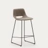 Zahara Bar Stool In Brown With Steel Legs In Black Finish Height 65 Cm | Kave Home 2 Zahara Bar Stool In Brown With Steel Legs In Black Finish Height 65 Cm | Kave Home -Quality Furniture Store C0600004JJ11 1V01