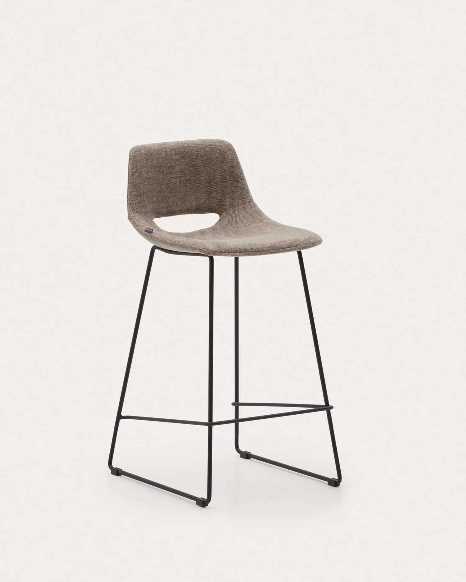 Zahara Bar Stool In Brown With Steel Legs In Black Finish Height 65 Cm | Kave Home 3 Zahara Bar Stool In Brown With Steel Legs In Black Finish Height 65 Cm | Kave Home