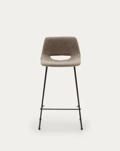 Zahara Bar Stool In Brown With Steel Legs In Black Finish Height 65 Cm | Kave Home 16 Zahara Bar Stool In Brown With Steel Legs In Black Finish Height 65 Cm | Kave Home -Quality Furniture Store C0600004JJ11 1V04