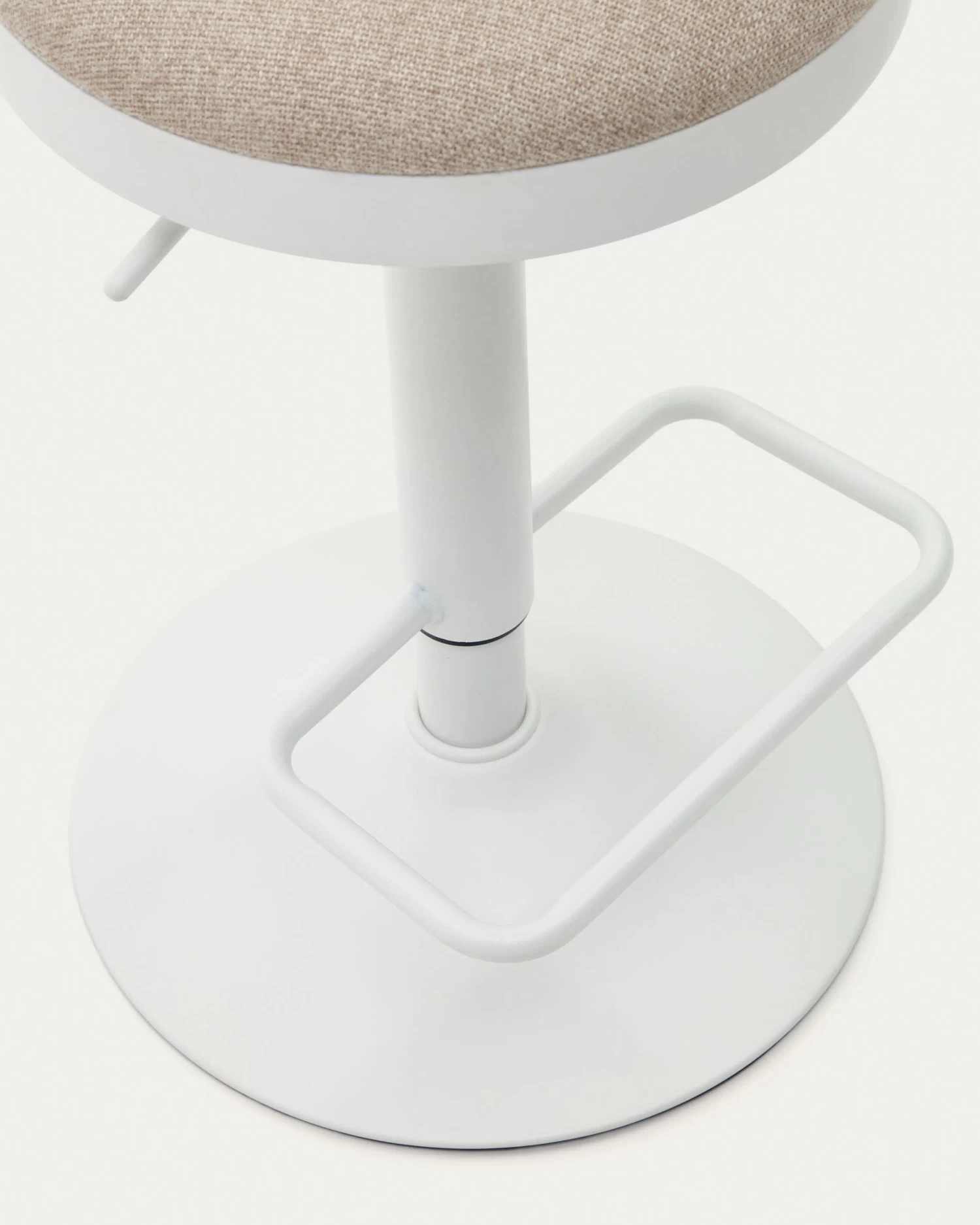 Zaib Stool In Beige Chenille And Matt White Steel Height 58-80 Cm | Kave Home 4 Zaib Stool In Beige Chenille And Matt White Steel Height 58-80 Cm | Kave Home - Image 2
