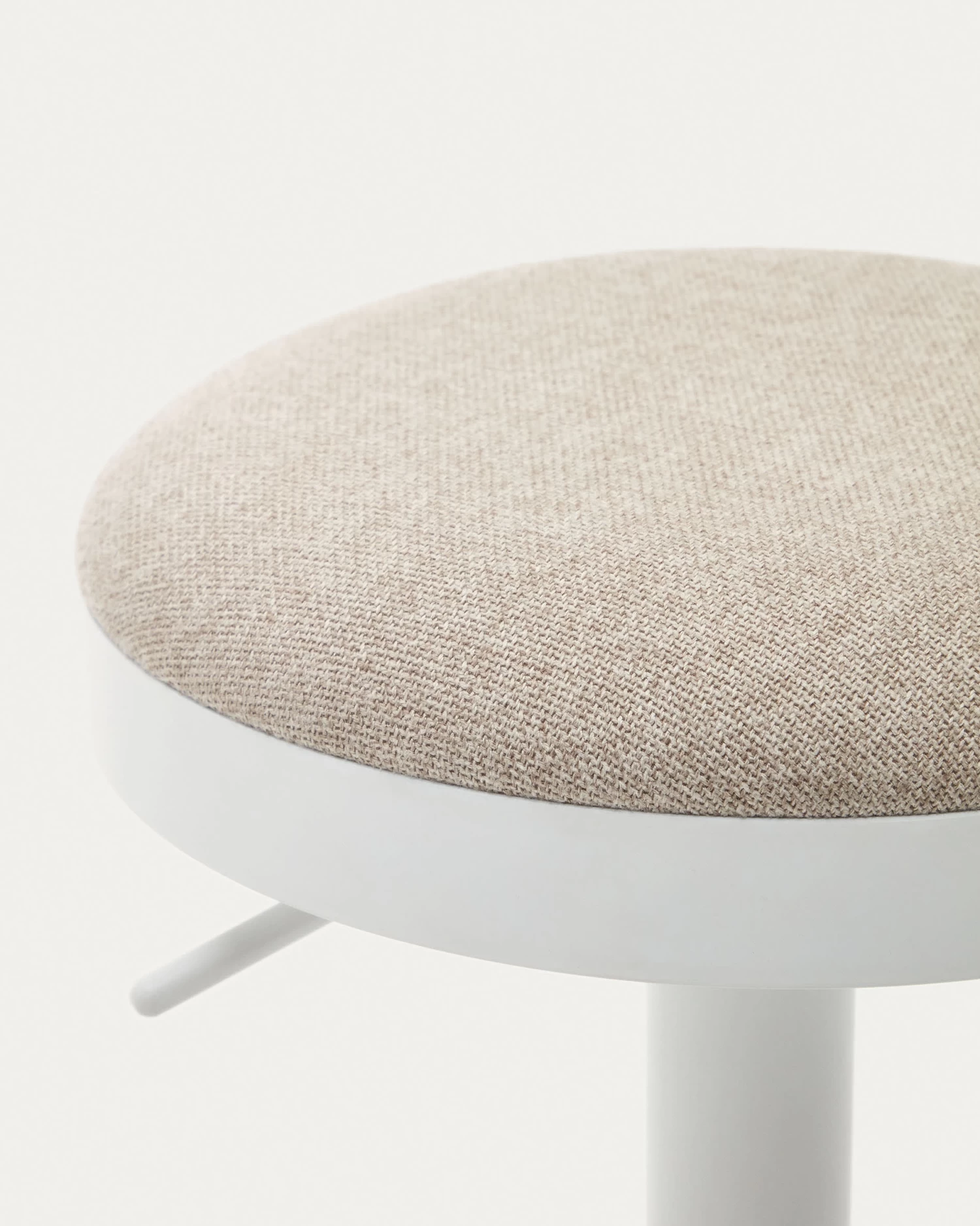 Zaib Stool In Beige Chenille And Matt White Steel Height 58-80 Cm | Kave Home 5 Zaib Stool In Beige Chenille And Matt White Steel Height 58-80 Cm | Kave Home - Image 3