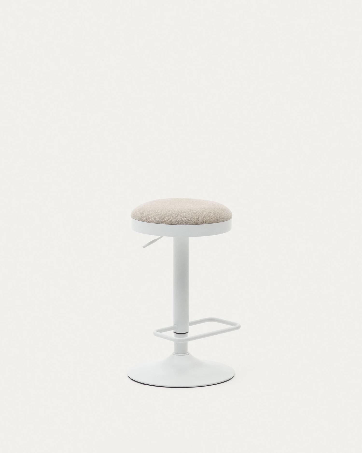 Zaib Stool In Beige Chenille And Matt White Steel Height 58-80 Cm | Kave Home 3 Zaib Stool In Beige Chenille And Matt White Steel Height 58-80 Cm | Kave Home