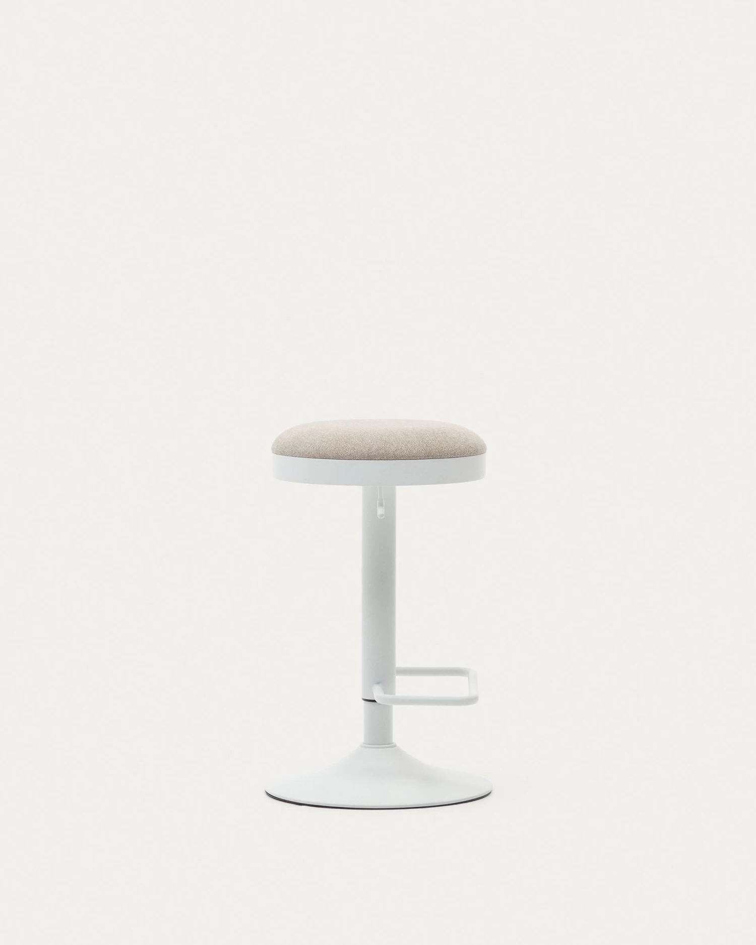 Zaib Stool In Beige Chenille And Matt White Steel Height 58-80 Cm | Kave Home 6 Zaib Stool In Beige Chenille And Matt White Steel Height 58-80 Cm | Kave Home - Image 4