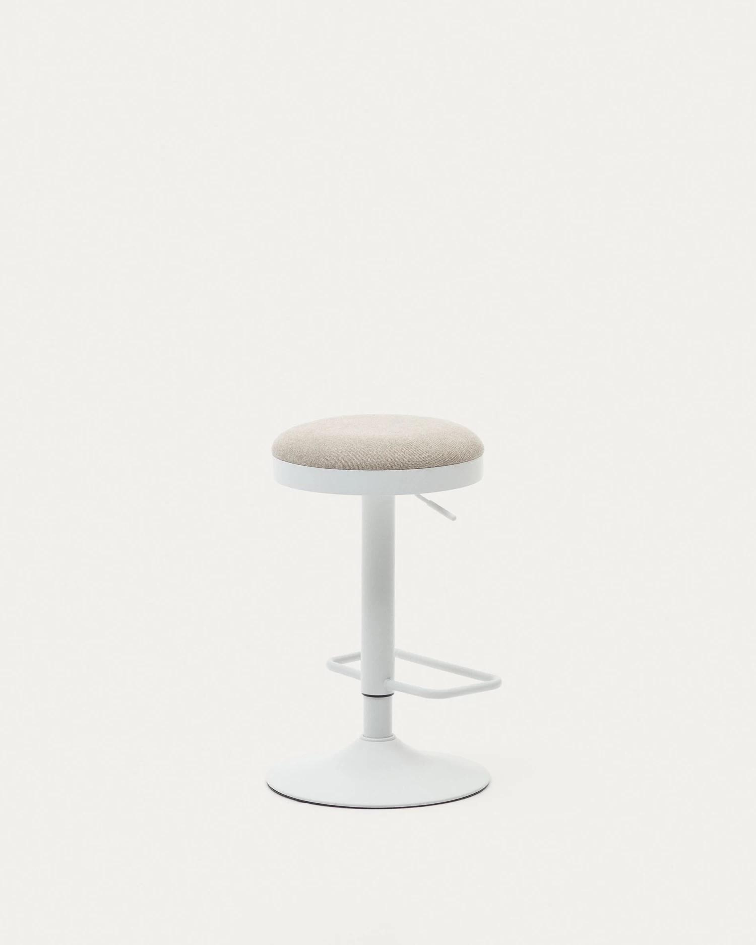 Zaib Stool In Beige Chenille And Matt White Steel Height 58-80 Cm | Kave Home 7 Zaib Stool In Beige Chenille And Matt White Steel Height 58-80 Cm | Kave Home - Image 5