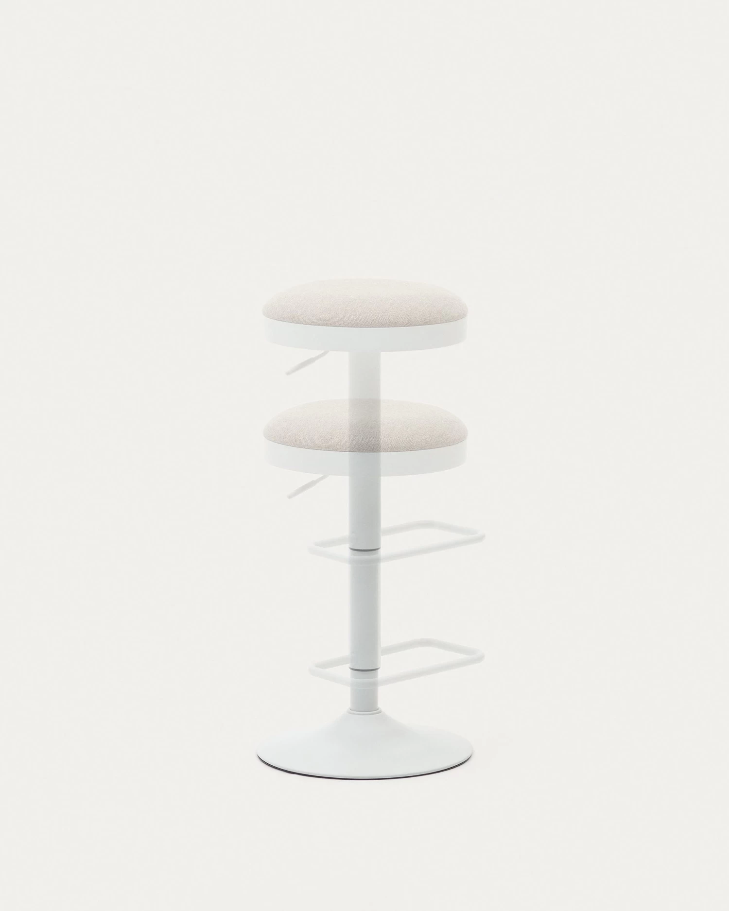 Zaib Stool In Beige Chenille And Matt White Steel Height 58-80 Cm | Kave Home 8 Zaib Stool In Beige Chenille And Matt White Steel Height 58-80 Cm | Kave Home - Image 6