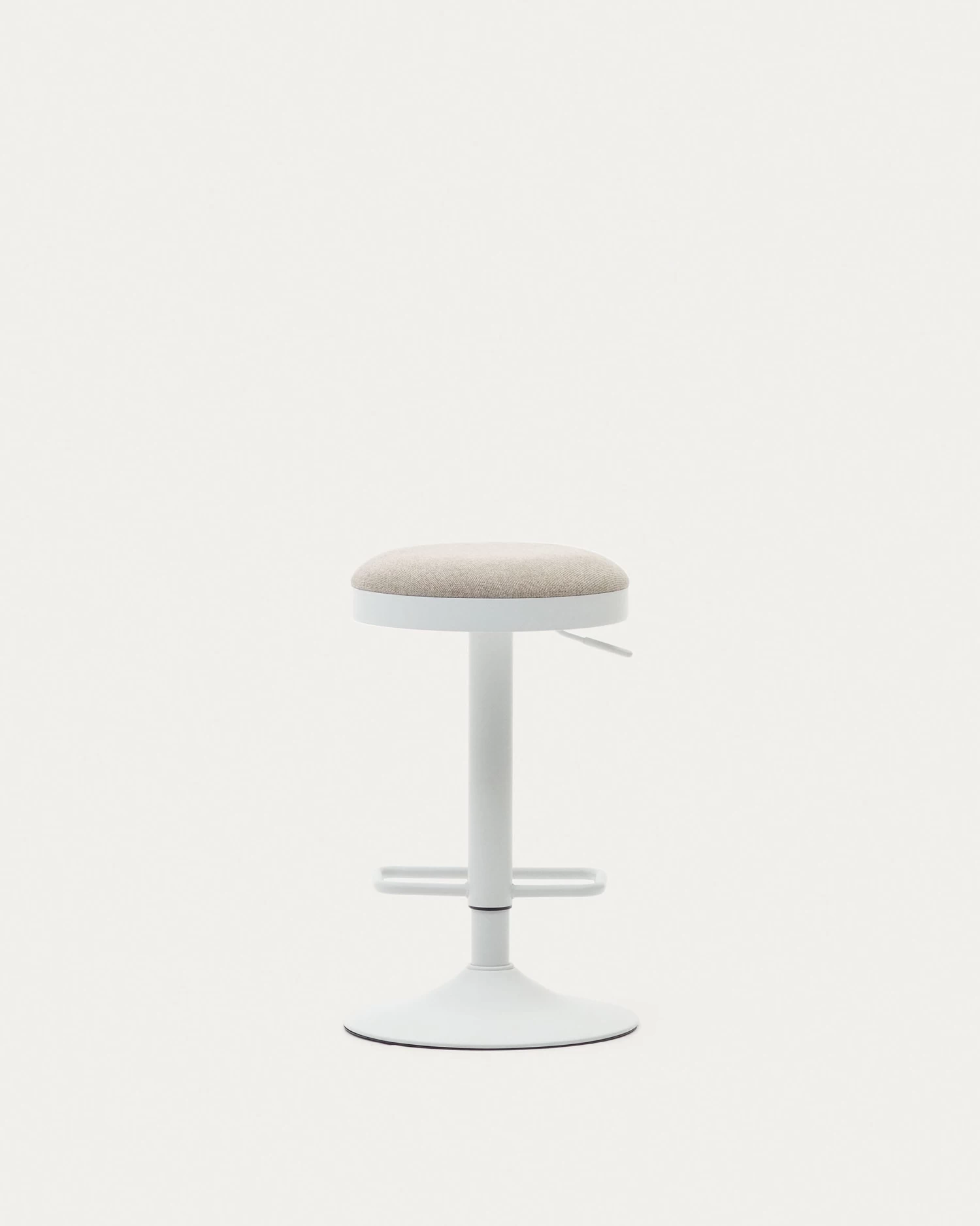 Zaib Stool In Beige Chenille And Matt White Steel Height 58-80 Cm | Kave Home 10 Zaib Stool In Beige Chenille And Matt White Steel Height 58-80 Cm | Kave Home - Image 8