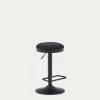 Zaib Stool In Black Chenille And Matt Black Steel Height 58-80 Cm | Kave Home -Quality Furniture Store C0600009SO01 1V01