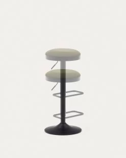 Zaib Stool In Dark Green Chenille And Matt Black Steel Height 58-80 Cm | Kave Home -Quality Furniture Store C0600009SO06 1V04