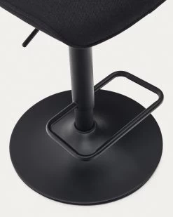 Zenda Stool In Black Chenille And Matt Black Steel 81-102 Cm | Kave Home -Quality Furniture Store C0600012SO01 1D02
