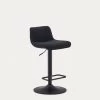 Zenda Stool In Black Chenille And Matt Black Steel 81-102 Cm | Kave Home -Quality Furniture Store C0600012SO01 1V01