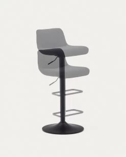 Zenda Stool In Black Chenille And Matt Black Steel 81-102 Cm | Kave Home -Quality Furniture Store C0600012SO01 1V04