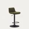 Zenda Stool In Dark Green Chenille And Matt Black Steel Height 81-102 Cm | Kave Home -Quality Furniture Store C0600012SO06 1V01