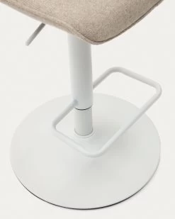 Zenda Stool In Beige Chenille And Matt White Steel 81-102 Cm | Kave Home -Quality Furniture Store C0600013SO11 1D02