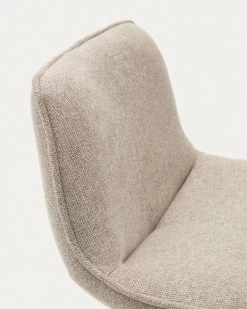 Zenda Stool In Beige Chenille And Matt White Steel 81-102 Cm | Kave Home -Quality Furniture Store C0600013SO11 1D03