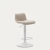 Zenda Stool In Beige Chenille And Matt White Steel 81-102 Cm | Kave Home 2 Zenda Stool In Beige Chenille And Matt White Steel 81-102 Cm | Kave Home -Quality Furniture Store C0600013SO11 1V01
