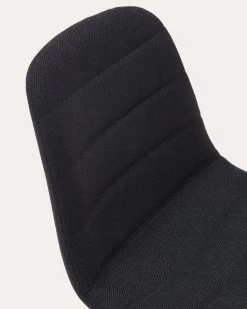 Zunilda Stool In Black Chenille And Steel Finished With Matt Black Finish Height 65 Cm | Kave Home -Quality Furniture Store C0600038SO01 1D02