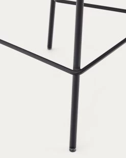 Zunilda Stool In Black Chenille And Steel Finished With Matt Black Finish Height 65 Cm | Kave Home -Quality Furniture Store C0600038SO01 1D03