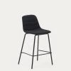 Zunilda Stool In Black Chenille And Steel Finished With Matt Black Finish Height 65 Cm | Kave Home 1 Zunilda Stool In Black Chenille And Steel Finished With Matt Black Finish Height 65 Cm | Kave Home -Quality Furniture Store C0600038SO01 1V01