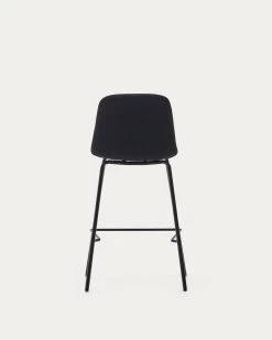 Zunilda Stool In Black Chenille And Steel Finished With Matt Black Finish Height 65 Cm | Kave Home -Quality Furniture Store C0600038SO01 1V05