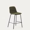 Zunilda Stool In Dark Green And Steel Chenille With Matt Black Finish Height 65 Cm | Kave Home -Quality Furniture Store C0600038SO06 1V01
