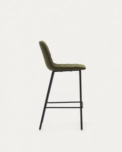 Zunilda Stool In Dark Green And Steel Chenille With Matt Black Finish Height 65 Cm | Kave Home 14 Zunilda Stool In Dark Green And Steel Chenille With Matt Black Finish Height 65 Cm | Kave Home -Quality Furniture Store C0600038SO06 1V02