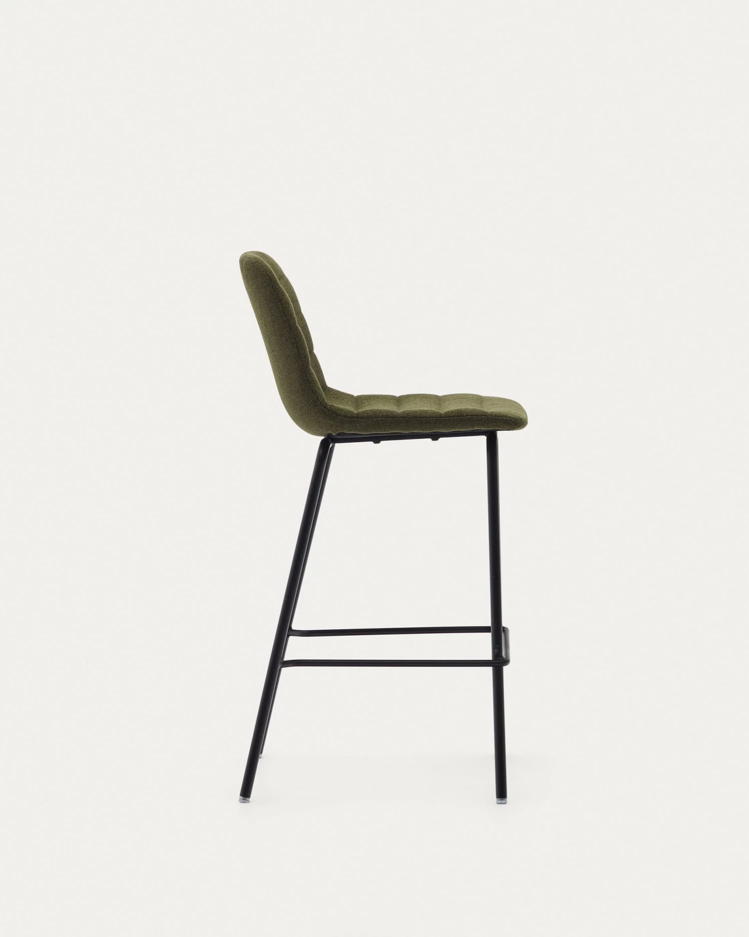 Zunilda Stool In Dark Green And Steel Chenille With Matt Black Finish Height 65 Cm | Kave Home 7 Zunilda Stool In Dark Green And Steel Chenille With Matt Black Finish Height 65 Cm | Kave Home - Image 5
