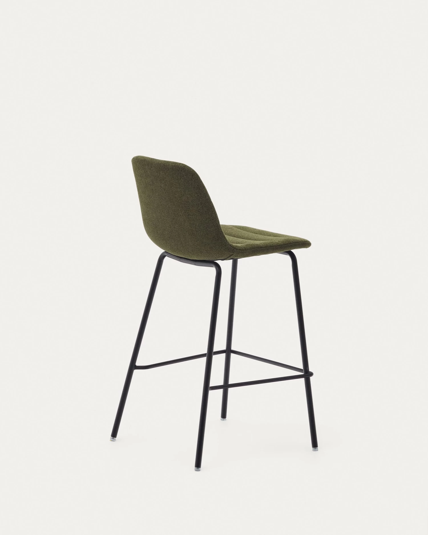 Zunilda Stool In Dark Green And Steel Chenille With Matt Black Finish Height 65 Cm | Kave Home 8 Zunilda Stool In Dark Green And Steel Chenille With Matt Black Finish Height 65 Cm | Kave Home - Image 6