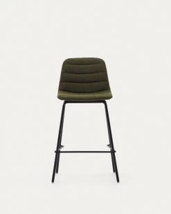 Zunilda Stool In Dark Green And Steel Chenille With Matt Black Finish Height 65 Cm | Kave Home 16 Zunilda Stool In Dark Green And Steel Chenille With Matt Black Finish Height 65 Cm | Kave Home -Quality Furniture Store C0600038SO06 1V04