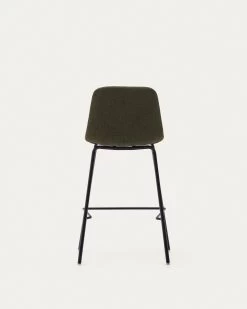 Zunilda Stool In Dark Green And Steel Chenille With Matt Black Finish Height 65 Cm | Kave Home 17 Zunilda Stool In Dark Green And Steel Chenille With Matt Black Finish Height 65 Cm | Kave Home -Quality Furniture Store C0600038SO06 1V05