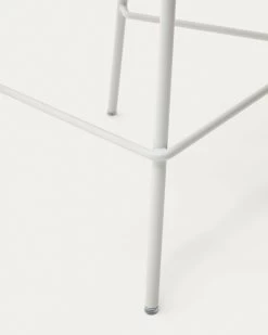 Zunilda Stool In Beige Chenille And Steel With Matt White Finish Height 65 Cm | Kave Home -Quality Furniture Store C0600038SO11 1D03