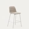 Zunilda Stool In Beige Chenille And Steel With Matt White Finish Height 65 Cm | Kave Home 2 Zunilda Stool In Beige Chenille And Steel With Matt White Finish Height 65 Cm | Kave Home -Quality Furniture Store C0600038SO11 1V01