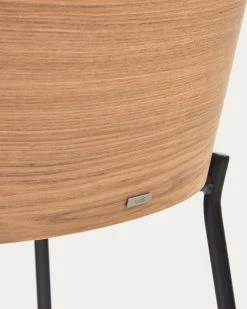 Eamy Light Grey Stool In An Ash Wood Veneer With A Natural Finish And Black Metal 65 Cm | Kave Home 21 Eamy Light Grey Stool In An Ash Wood Veneer With A Natural Finish And Black Metal 65 Cm | Kave Home -Quality Furniture Store C0600053HE12 1D05