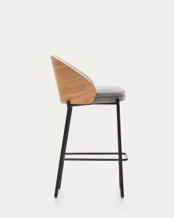 Eamy Light Grey Stool In An Ash Wood Veneer With A Natural Finish And Black Metal 65 Cm | Kave Home 15 Eamy Light Grey Stool In An Ash Wood Veneer With A Natural Finish And Black Metal 65 Cm | Kave Home -Quality Furniture Store C0600053HE12 1V02