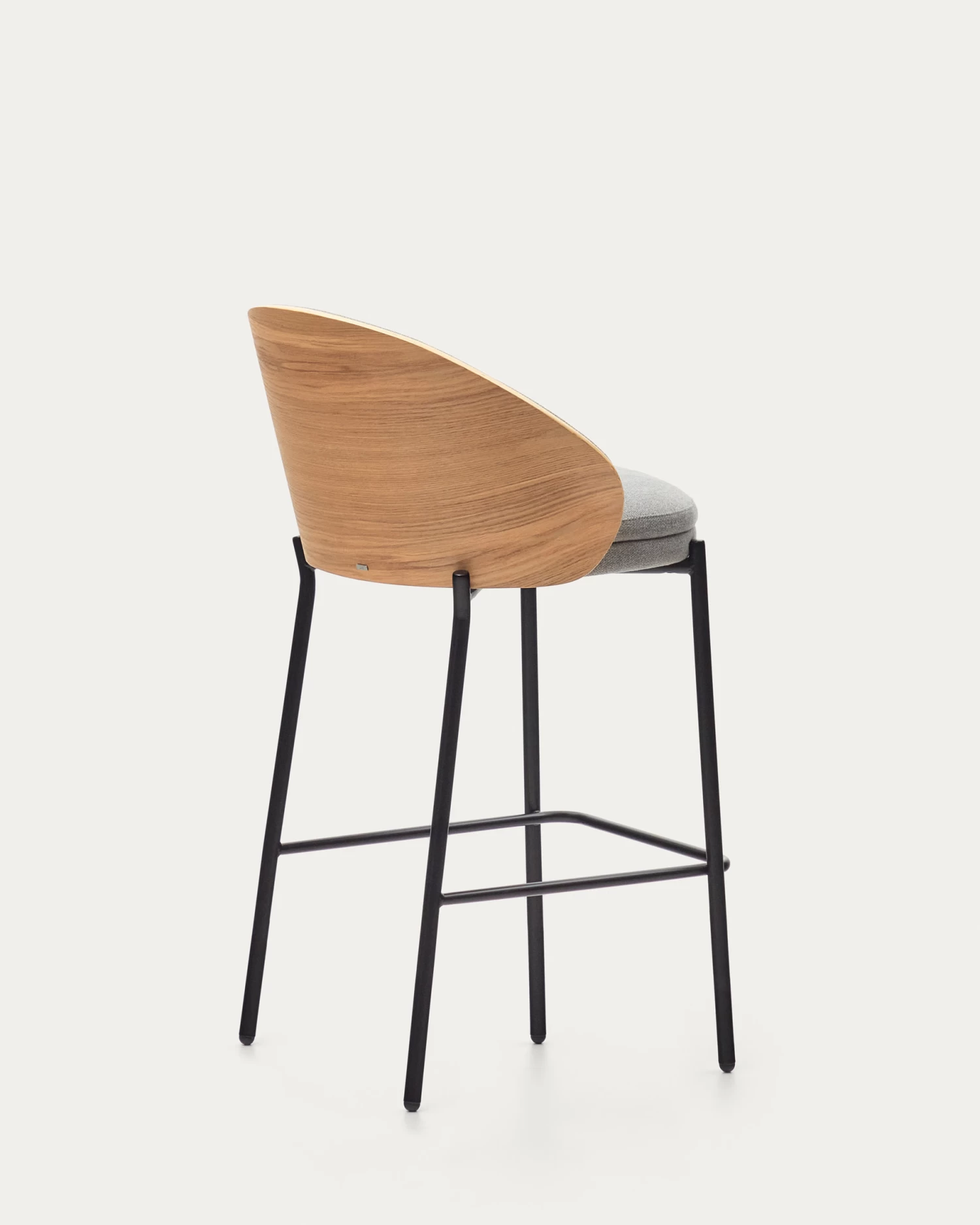 Eamy Light Grey Stool In An Ash Wood Veneer With A Natural Finish And Black Metal 65 Cm | Kave Home 8 Eamy Light Grey Stool In An Ash Wood Veneer With A Natural Finish And Black Metal 65 Cm | Kave Home - Image 6