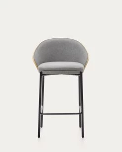 Eamy Light Grey Stool In An Ash Wood Veneer With A Natural Finish And Black Metal 65 Cm | Kave Home 18 Eamy Light Grey Stool In An Ash Wood Veneer With A Natural Finish And Black Metal 65 Cm | Kave Home -Quality Furniture Store C0600053HE12 1V04