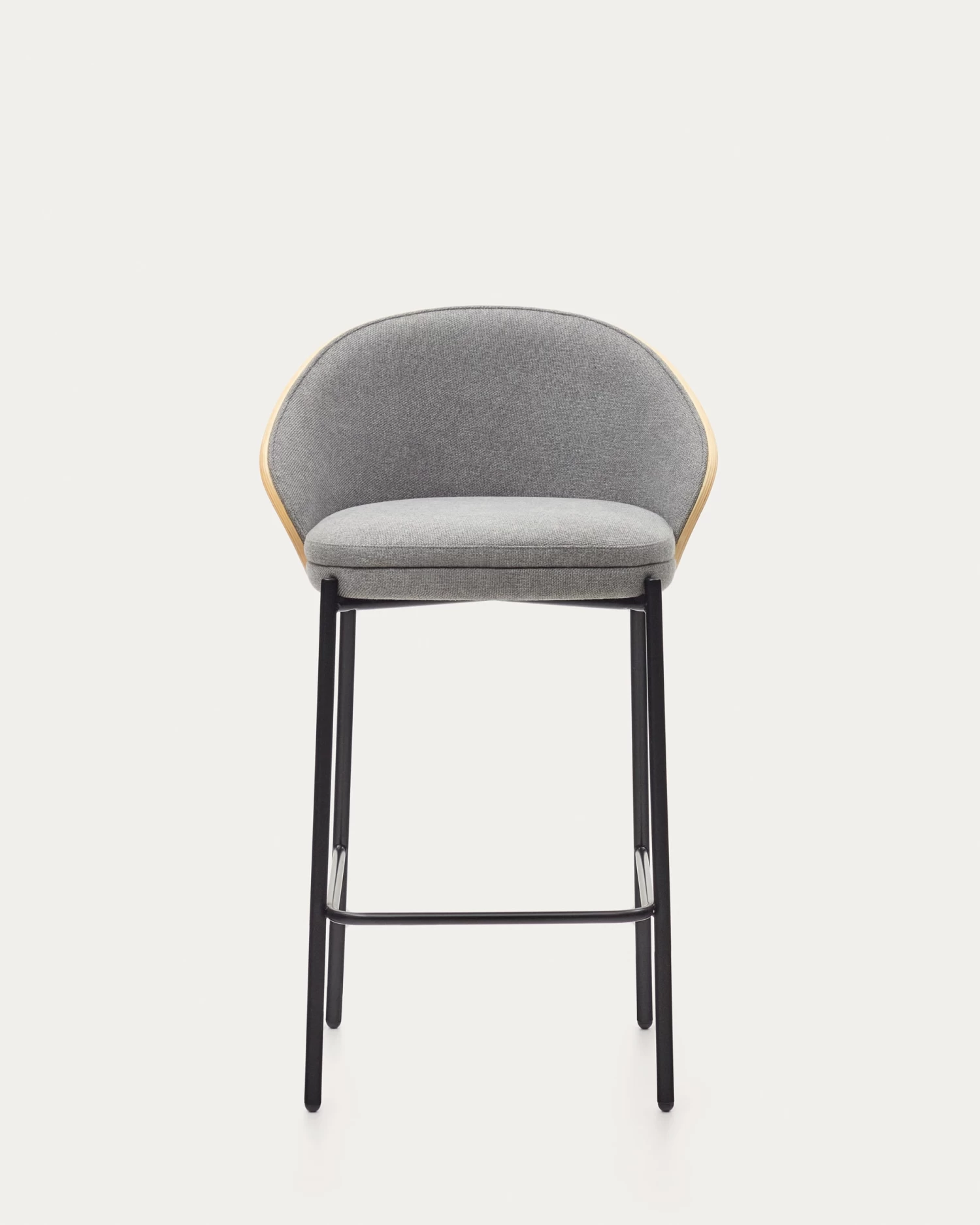 Eamy Light Grey Stool In An Ash Wood Veneer With A Natural Finish And Black Metal 65 Cm | Kave Home 9 Eamy Light Grey Stool In An Ash Wood Veneer With A Natural Finish And Black Metal 65 Cm | Kave Home - Image 7