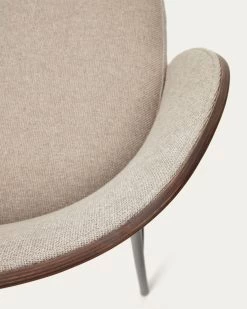 Eamy Light Brown Stool In An Ash Wood Veneer With A Wenge Finish And Black Metal 65 Cm | Kave Home -Quality Furniture Store C0600054HE11 1D04