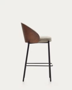 Eamy Light Brown Stool In An Ash Wood Veneer With A Wenge Finish And Black Metal 65 Cm | Kave Home -Quality Furniture Store C0600054HE11 1V02