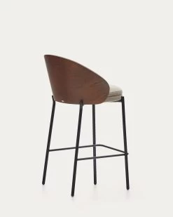 Eamy Light Brown Stool In An Ash Wood Veneer With A Wenge Finish And Black Metal 65 Cm | Kave Home -Quality Furniture Store C0600054HE11 1V03