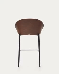 Eamy Light Brown Stool In An Ash Wood Veneer With A Wenge Finish And Black Metal 65 Cm | Kave Home -Quality Furniture Store C0600054HE11 1V05