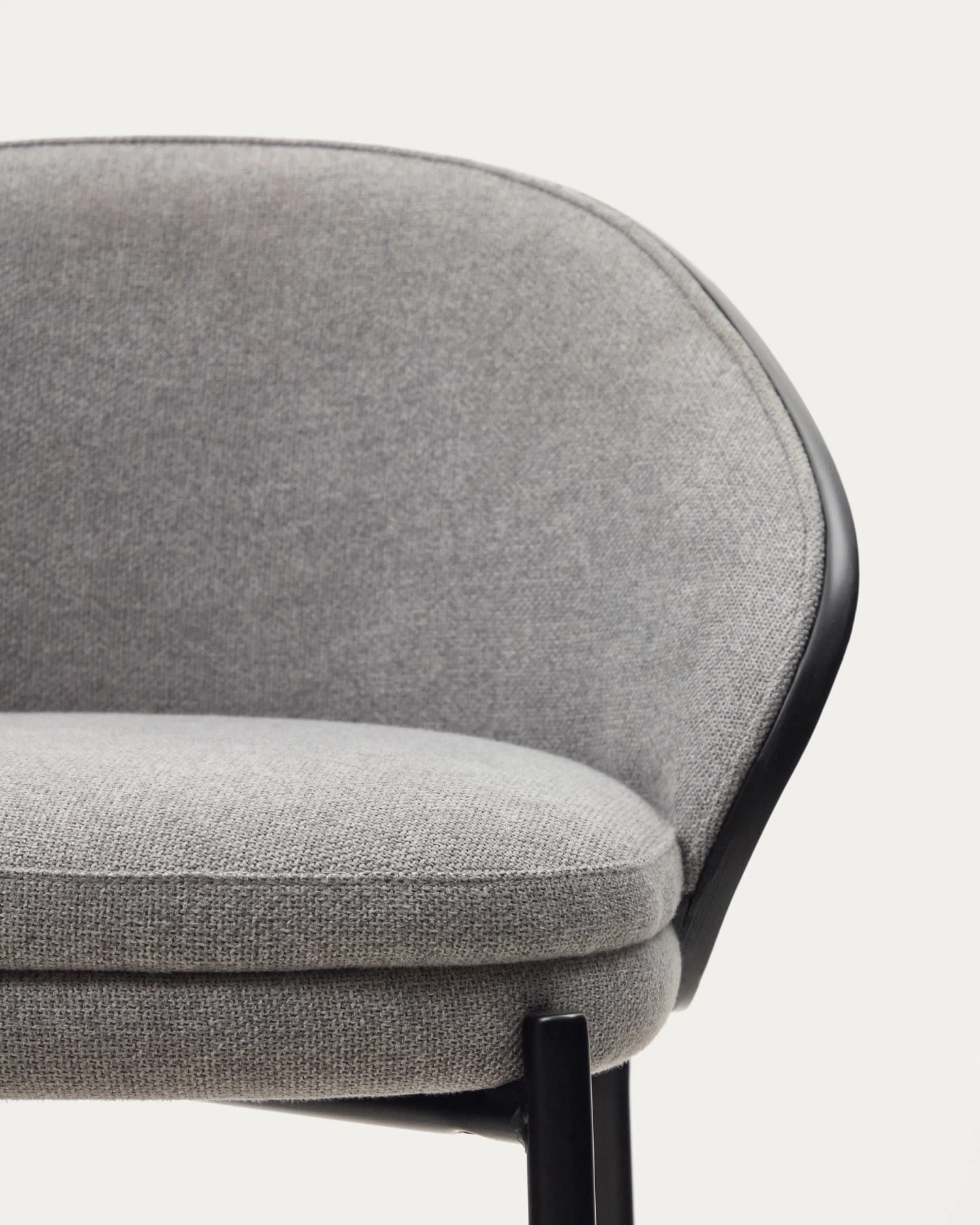 Eamy Light Grey Stool In An Ash Wood Veneer With A Black Finish And Black Metal 65 Cm | Kave Home 4 Eamy Light Grey Stool In An Ash Wood Veneer With A Black Finish And Black Metal 65 Cm | Kave Home - Image 2