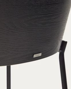 Eamy Light Grey Stool In An Ash Wood Veneer With A Black Finish And Black Metal 65 Cm | Kave Home 21 Eamy Light Grey Stool In An Ash Wood Veneer With A Black Finish And Black Metal 65 Cm | Kave Home -Quality Furniture Store C0600055HE12 1D05