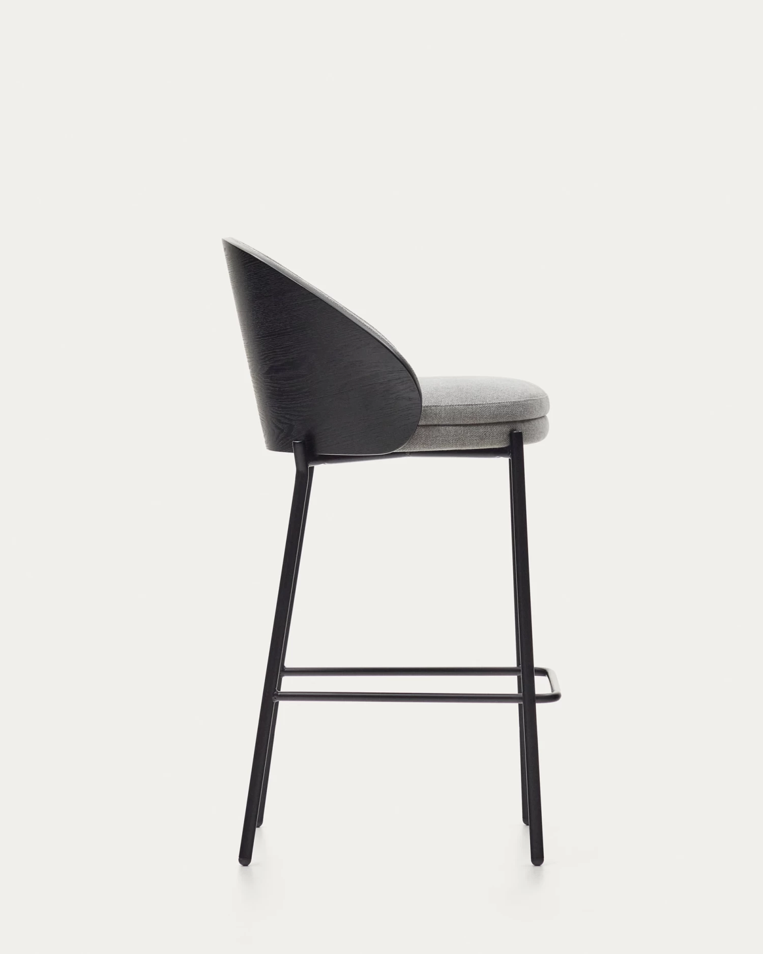 Eamy Light Grey Stool In An Ash Wood Veneer With A Black Finish And Black Metal 65 Cm | Kave Home 6 Eamy Light Grey Stool In An Ash Wood Veneer With A Black Finish And Black Metal 65 Cm | Kave Home - Image 4