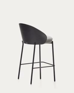 Eamy Light Grey Stool In An Ash Wood Veneer With A Black Finish And Black Metal 65 Cm | Kave Home 17 Eamy Light Grey Stool In An Ash Wood Veneer With A Black Finish And Black Metal 65 Cm | Kave Home -Quality Furniture Store C0600055HE12 1V03