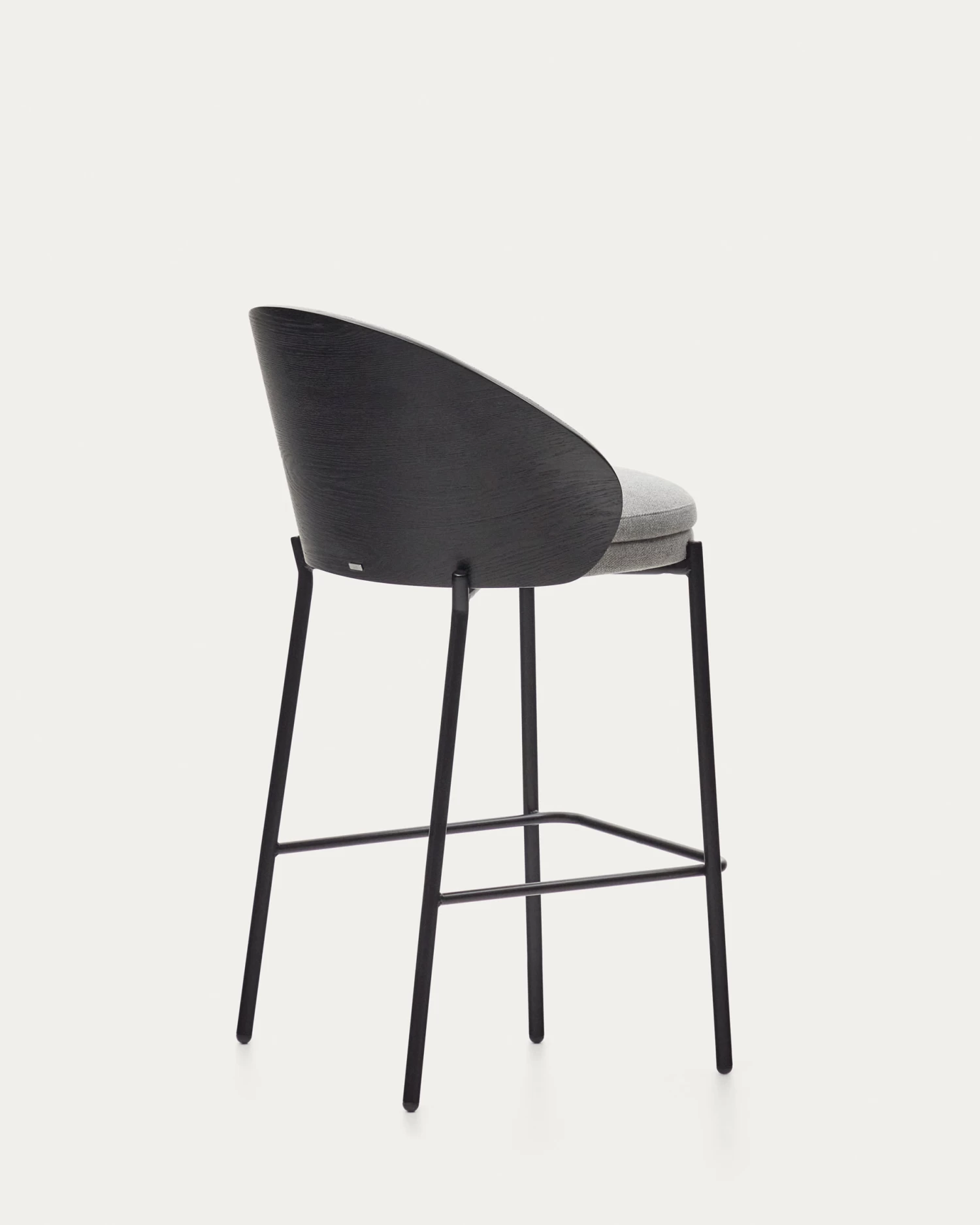 Eamy Light Grey Stool In An Ash Wood Veneer With A Black Finish And Black Metal 65 Cm | Kave Home 8 Eamy Light Grey Stool In An Ash Wood Veneer With A Black Finish And Black Metal 65 Cm | Kave Home - Image 6