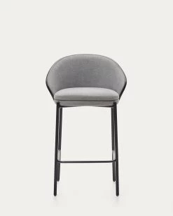 Eamy Light Grey Stool In An Ash Wood Veneer With A Black Finish And Black Metal 65 Cm | Kave Home 18 Eamy Light Grey Stool In An Ash Wood Veneer With A Black Finish And Black Metal 65 Cm | Kave Home -Quality Furniture Store C0600055HE12 1V04