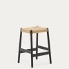 Yalia Stool In Solid Oak Wood In A 100% FSC Black Finish And Rope Cord Height 65 Cm | Kave Home 2 Yalia Stool In Solid Oak Wood In A 100% FSC Black Finish And Rope Cord Height 65 Cm | Kave Home -Quality Furniture Store C0600073CP46 1V01